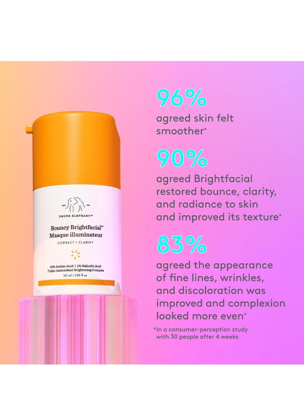 Drunk Elephant Bouncy Brightfacial Masque  with Azelaic and Salicylic Acid - Picture 3 of 6